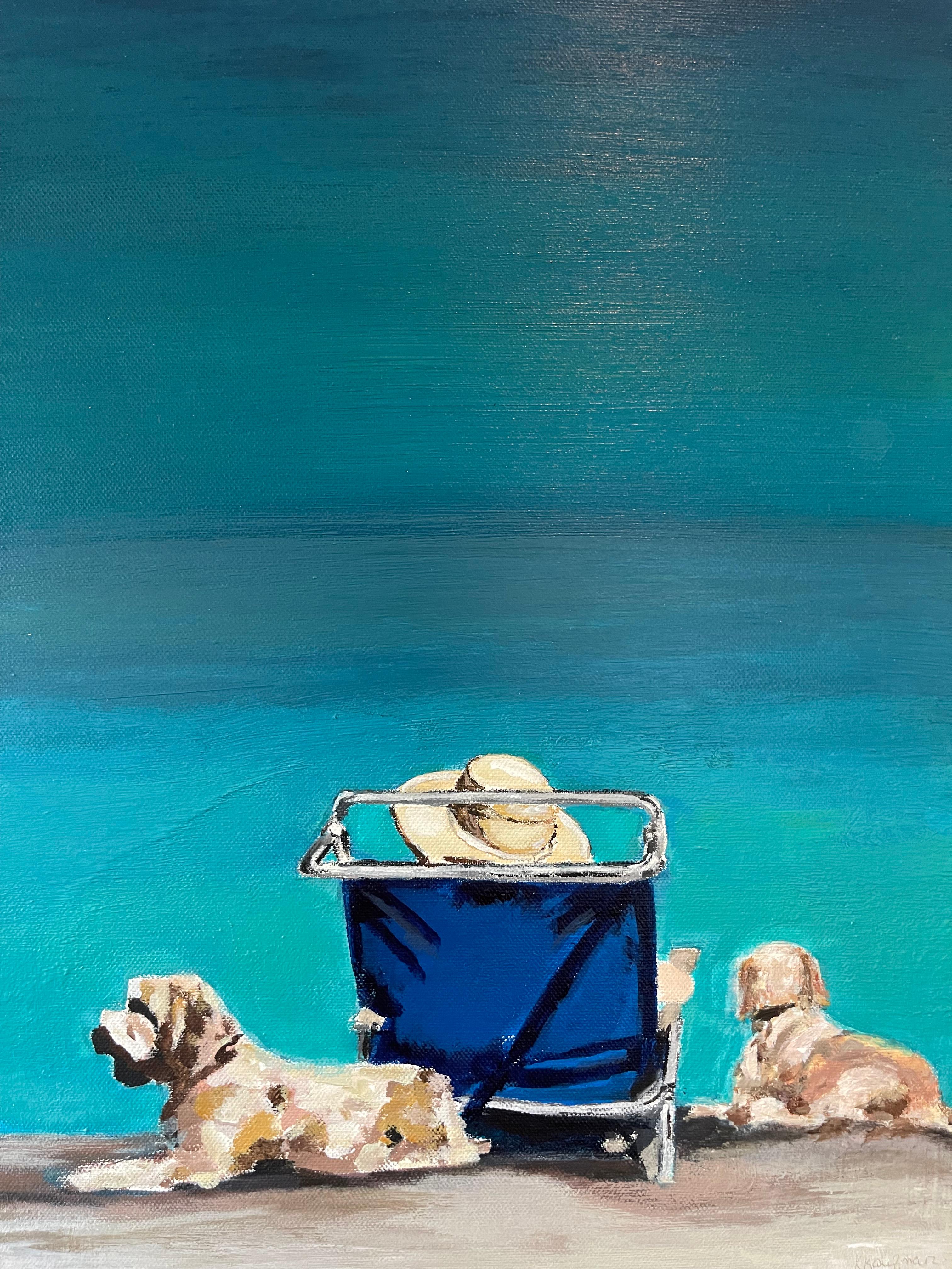 beach chair and dogs
